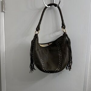 Elegant Dark geen Hobo Bag with Fringe